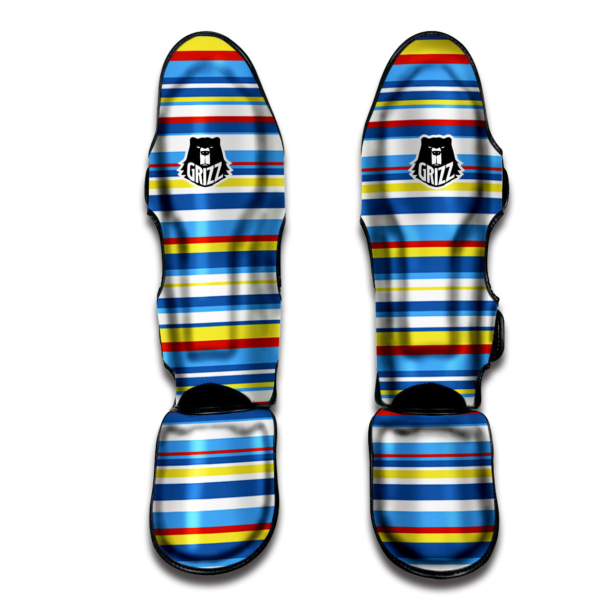 Stripe Autism Awareness Color Print Pattern Muay Thai Shin Guards-grizzshop