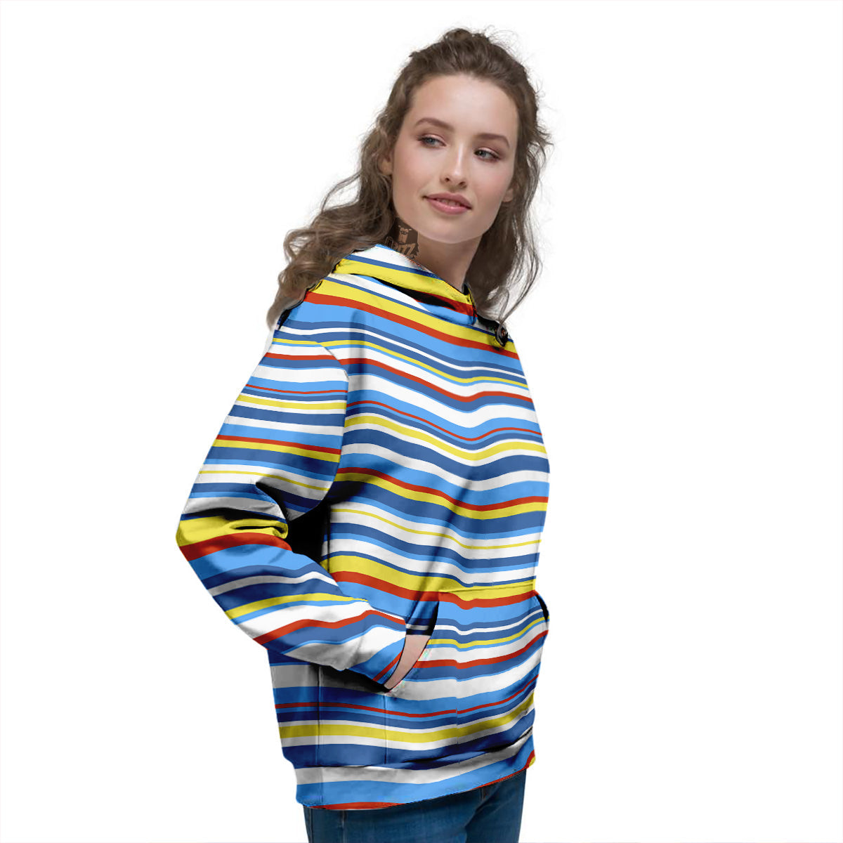 Stripe Autism Awareness Color Print Pattern Women's Hoodie-grizzshop