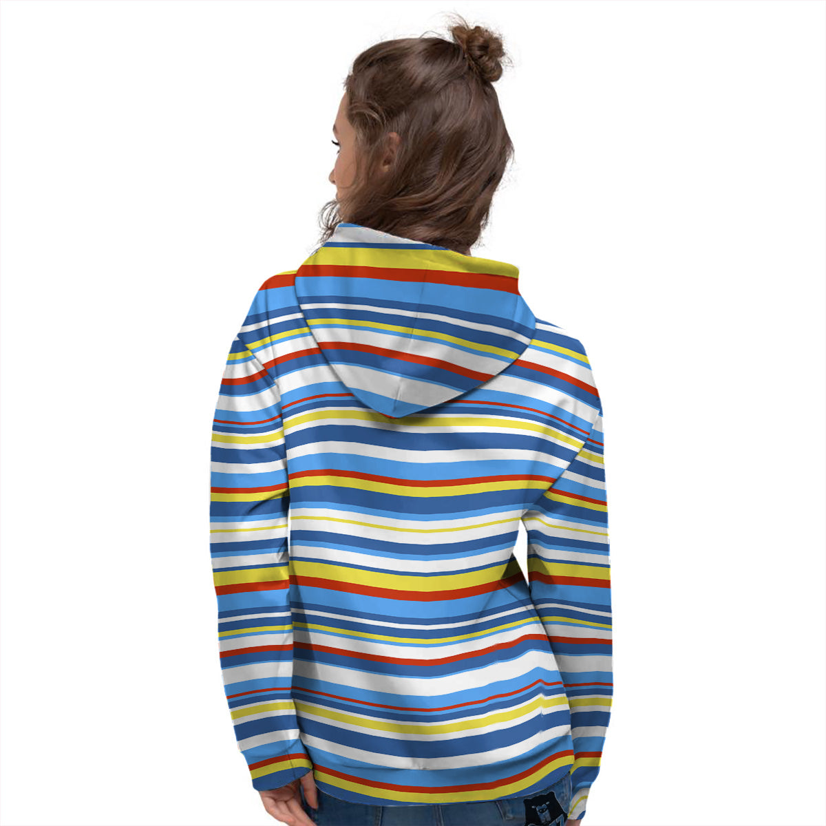 Stripe Autism Awareness Color Print Pattern Women's Hoodie-grizzshop
