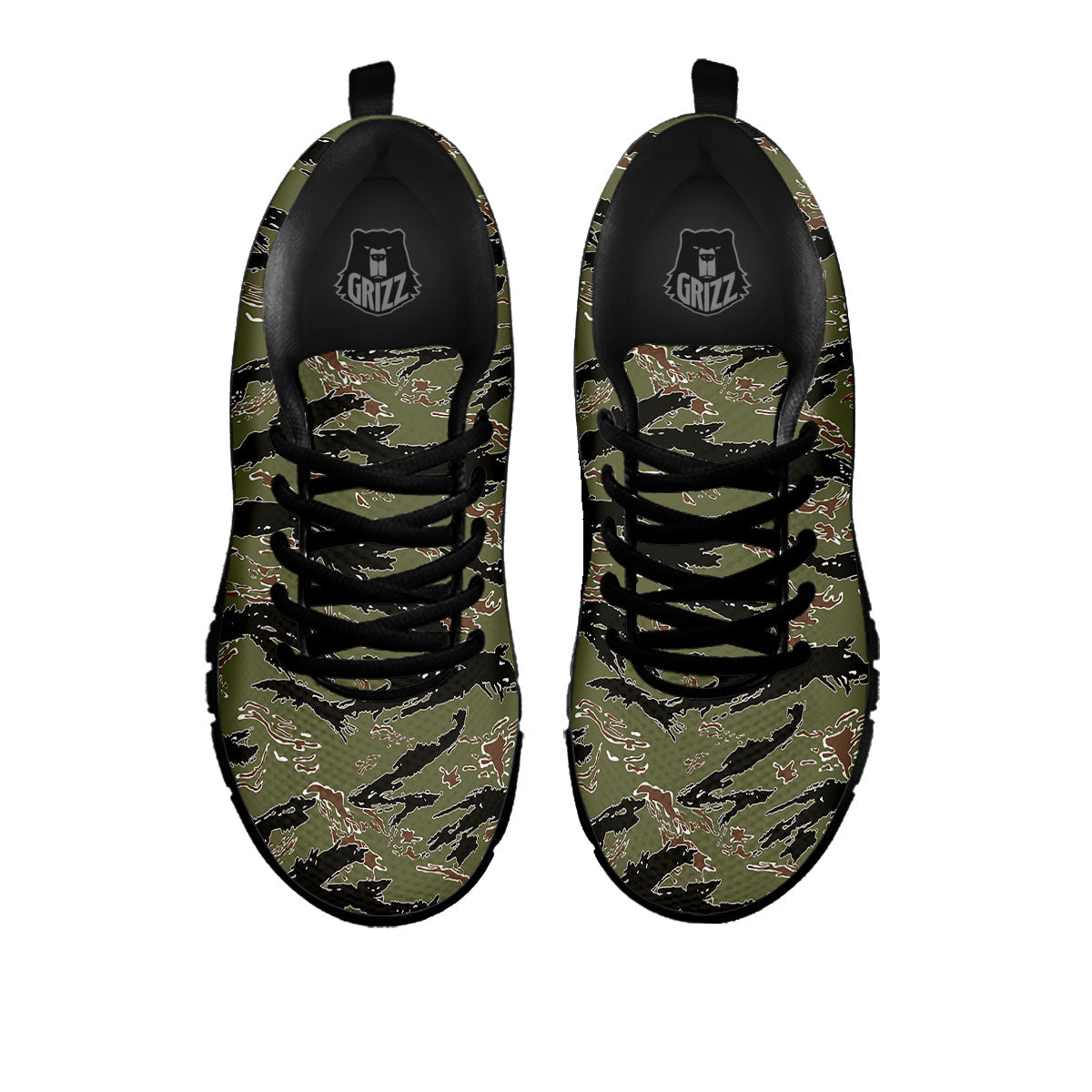 Stripe Camouflage Military Tiger Print Black Sneaker-grizzshop