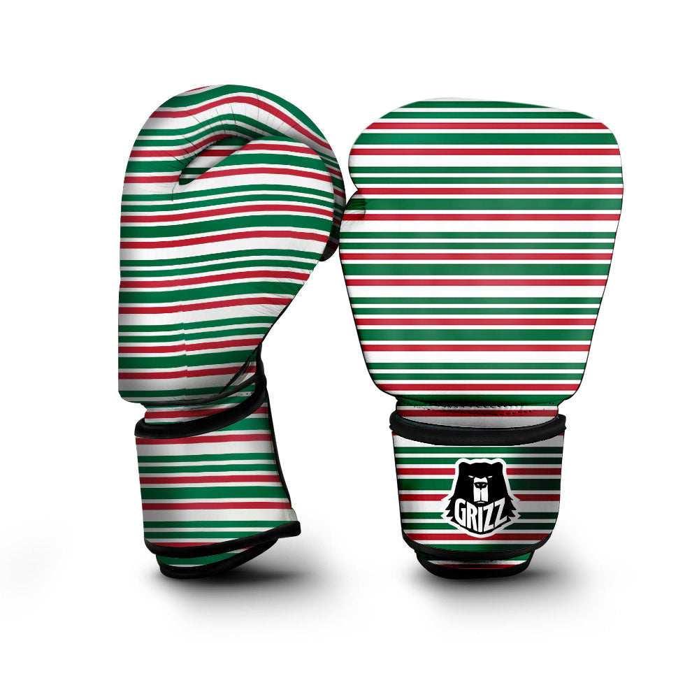 Stripe Candy Cane Print Pattern Boxing Gloves-grizzshop