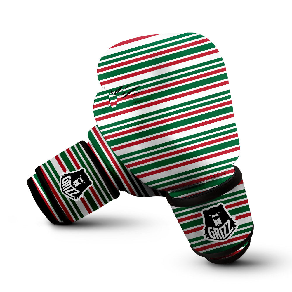 Stripe Candy Cane Print Pattern Boxing Gloves-grizzshop