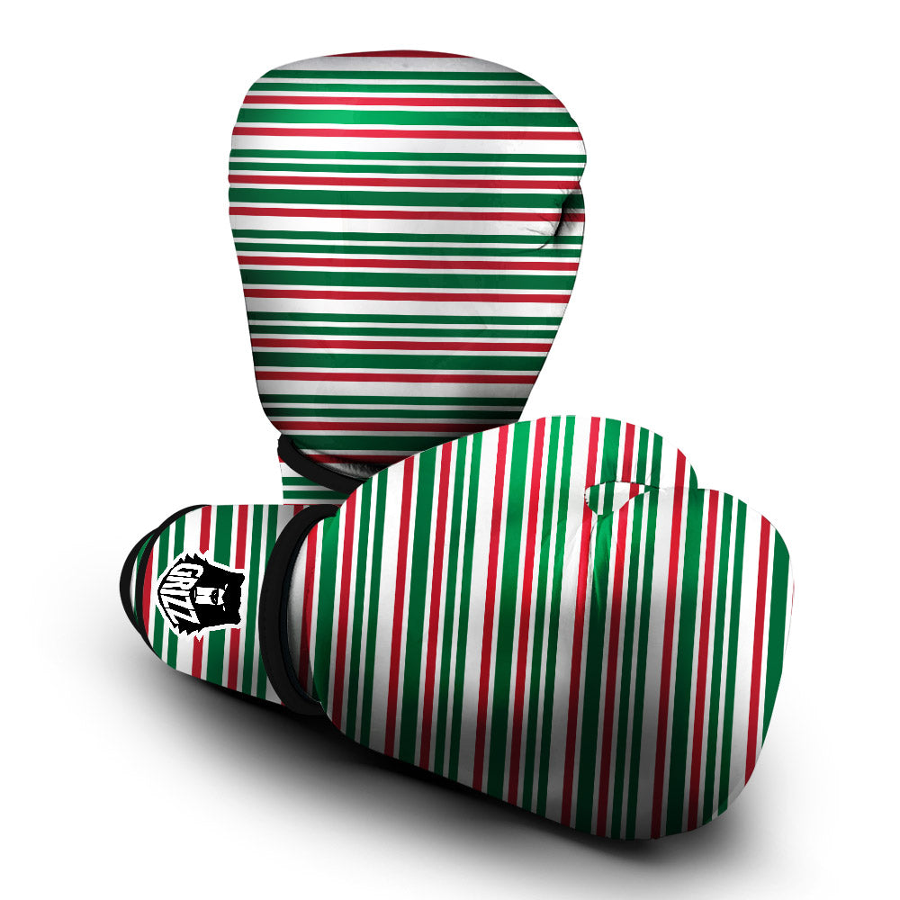 Stripe Candy Cane Print Pattern Boxing Gloves-grizzshop