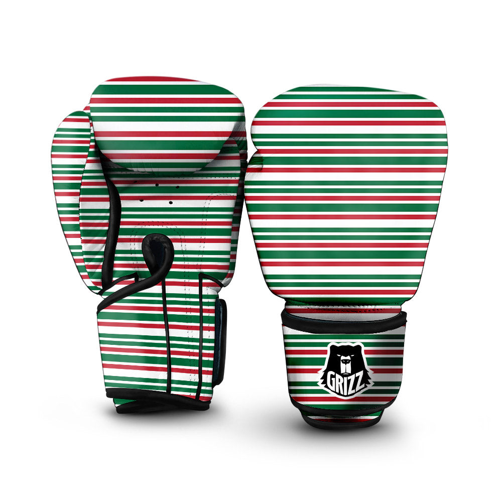 Stripe Candy Cane Print Pattern Boxing Gloves-grizzshop