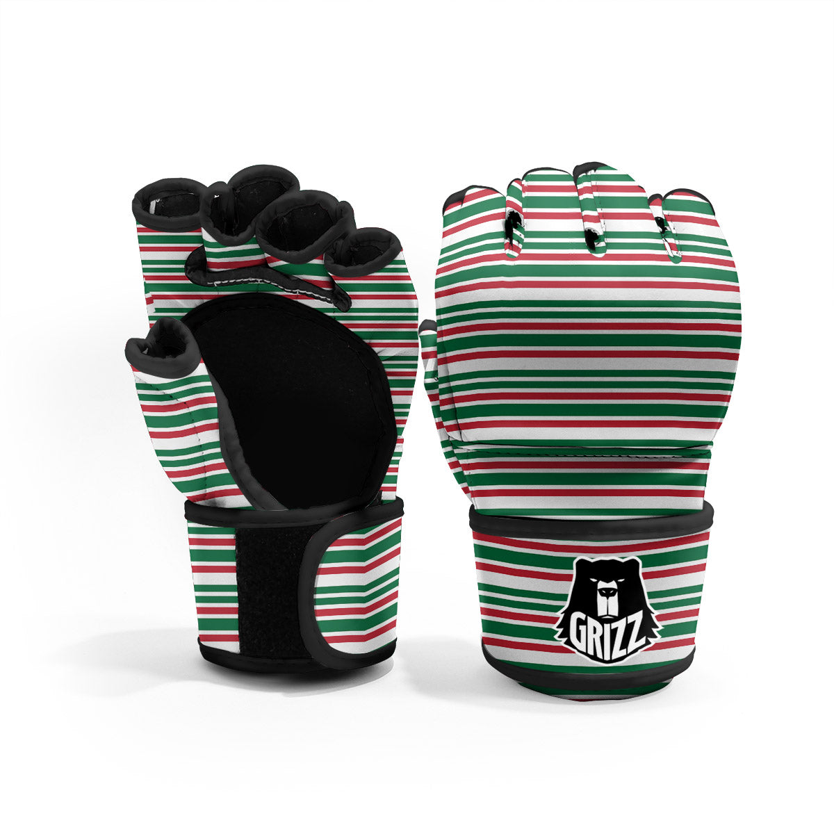 Stripe Candy Cane Print Pattern MMA Gloves-grizzshop