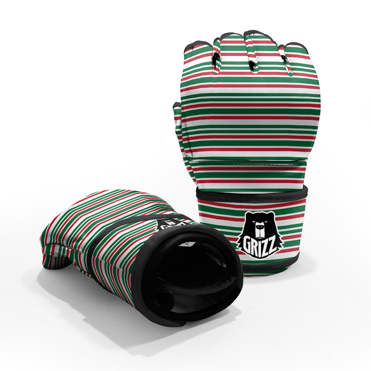 Stripe Candy Cane Print Pattern MMA Gloves-grizzshop