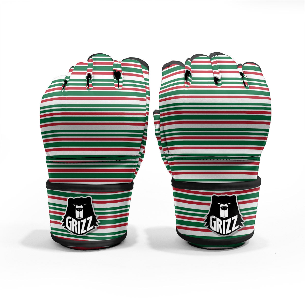 Stripe Candy Cane Print Pattern MMA Gloves-grizzshop