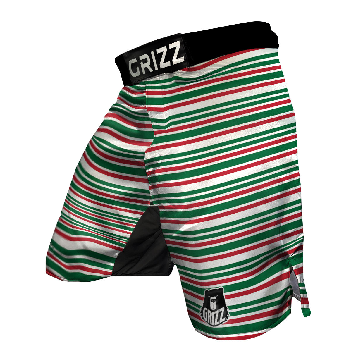 Stripe Candy Cane Print Pattern MMA Shorts-grizzshop