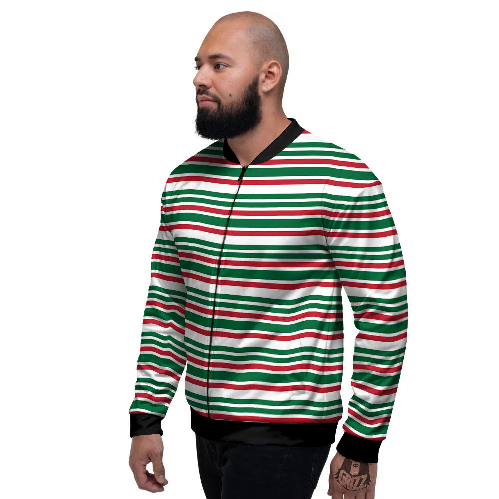 Stripe Candy Cane Print Pattern Men's Bomber Jacket-grizzshop