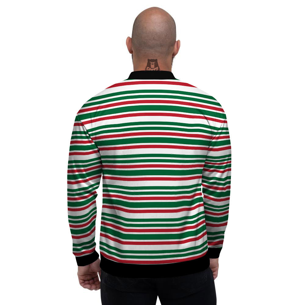Stripe Candy Cane Print Pattern Men's Bomber Jacket-grizzshop