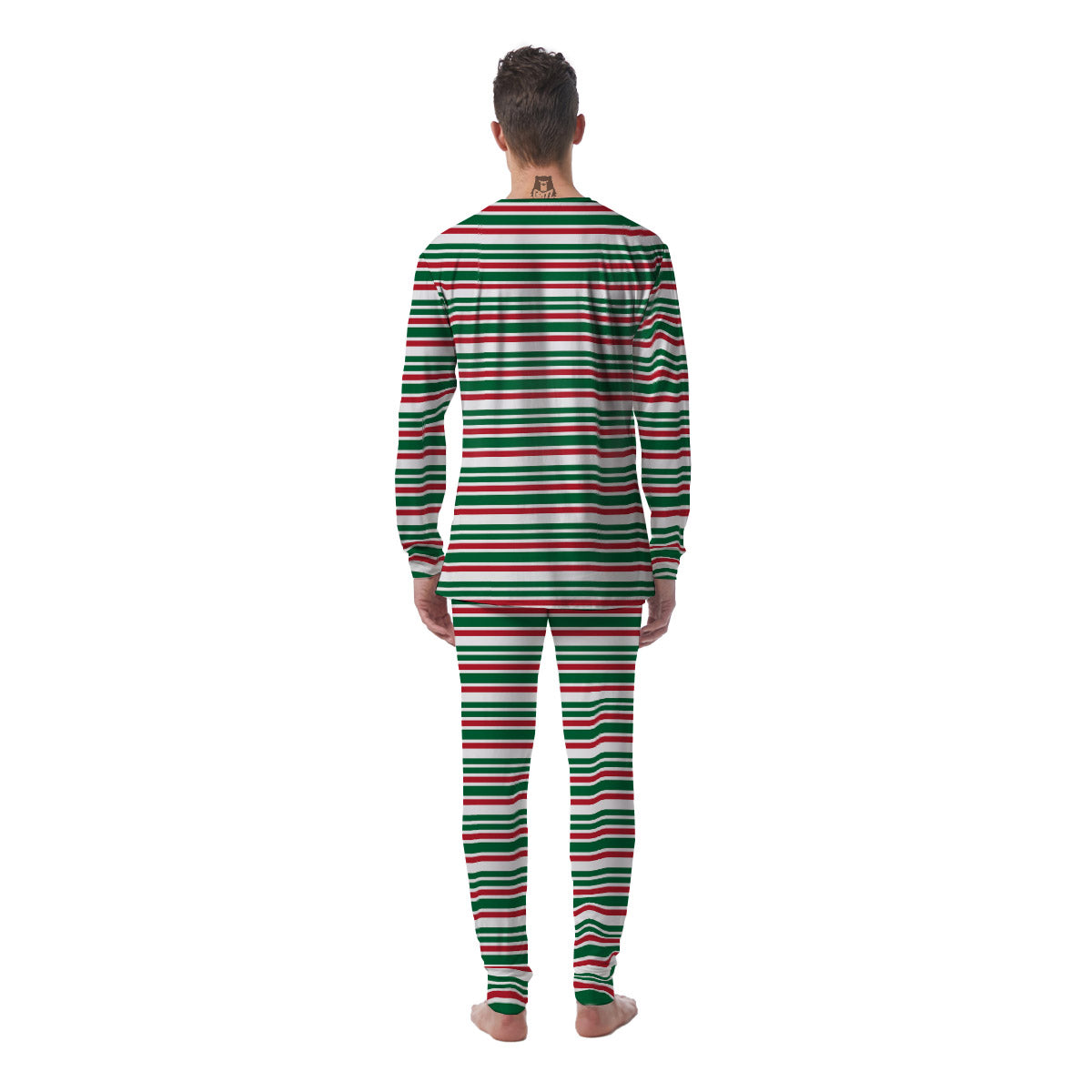 Stripe Candy Cane Print Pattern Men's Pajamas-grizzshop