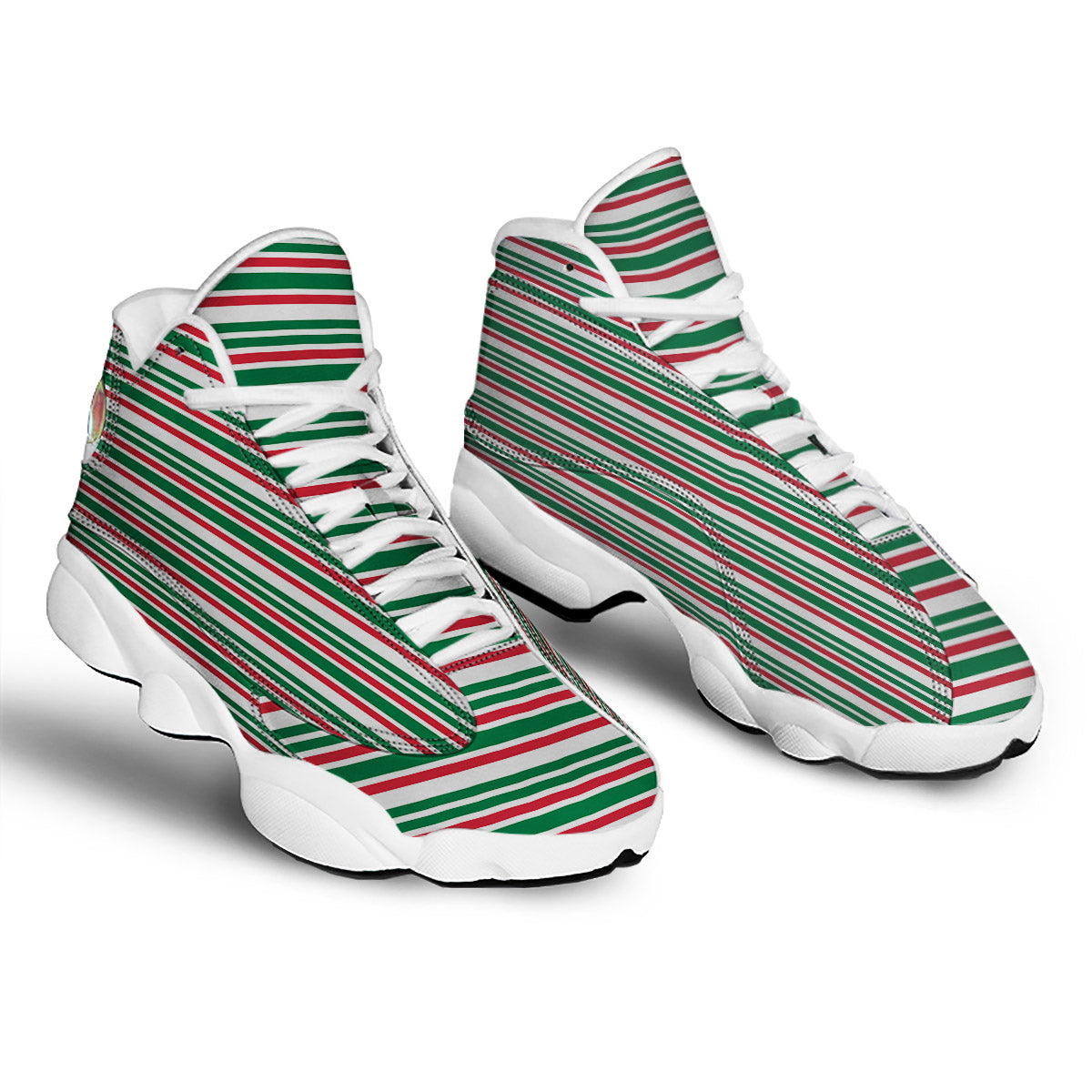 Stripe Candy Cane Print Pattern White Basketball Shoes-grizzshop