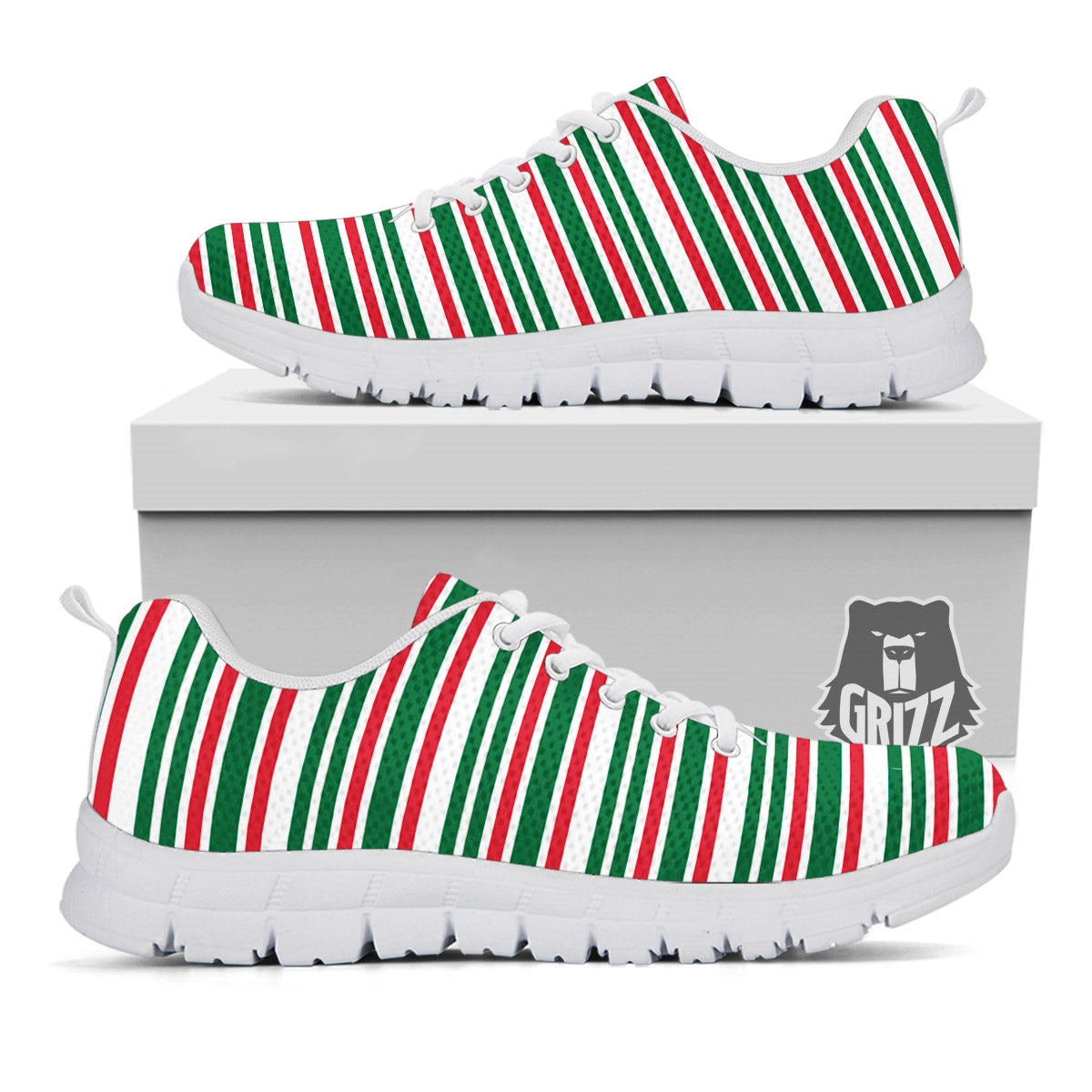 Stripe Candy Cane Print Pattern White Sneaker-grizzshop