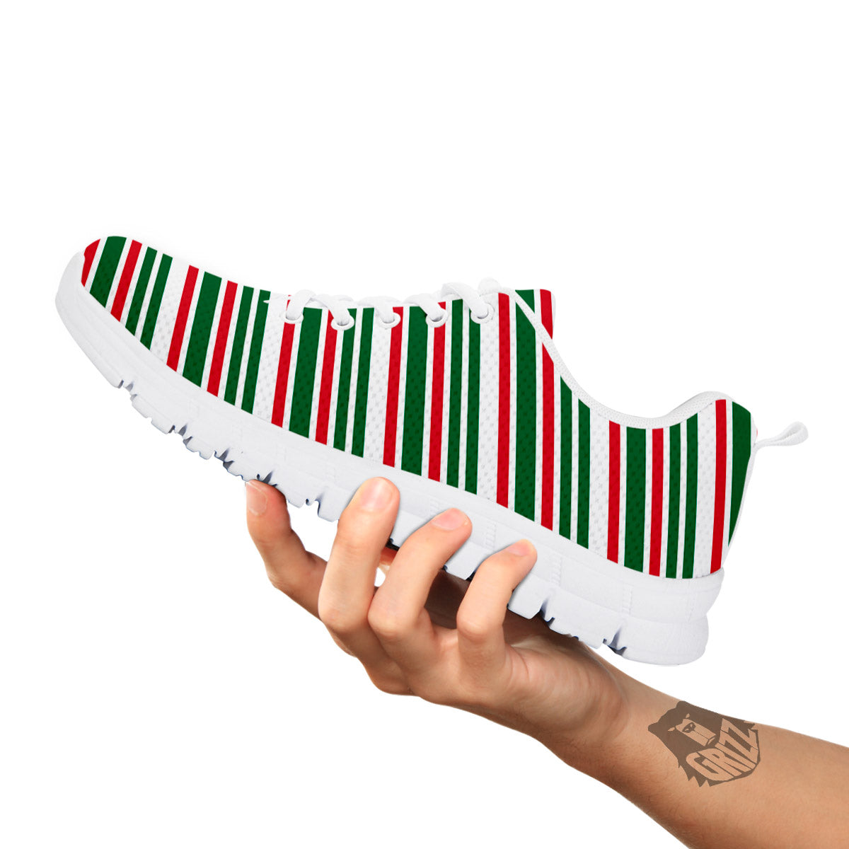 Stripe Candy Cane Print Pattern White Sneaker-grizzshop