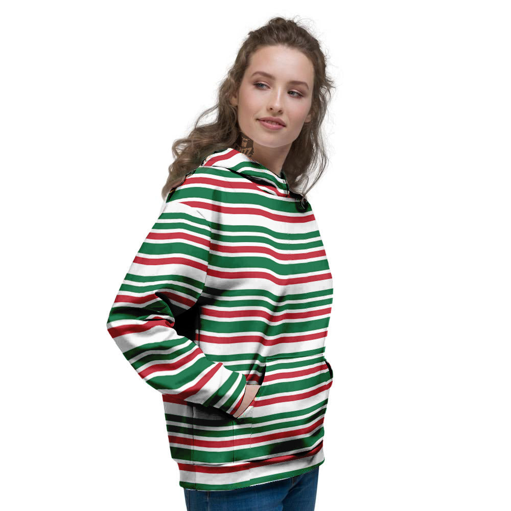 Stripe Candy Cane Print Pattern Women's Hoodie-grizzshop