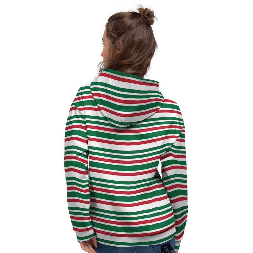 Stripe Candy Cane Print Pattern Women's Hoodie-grizzshop