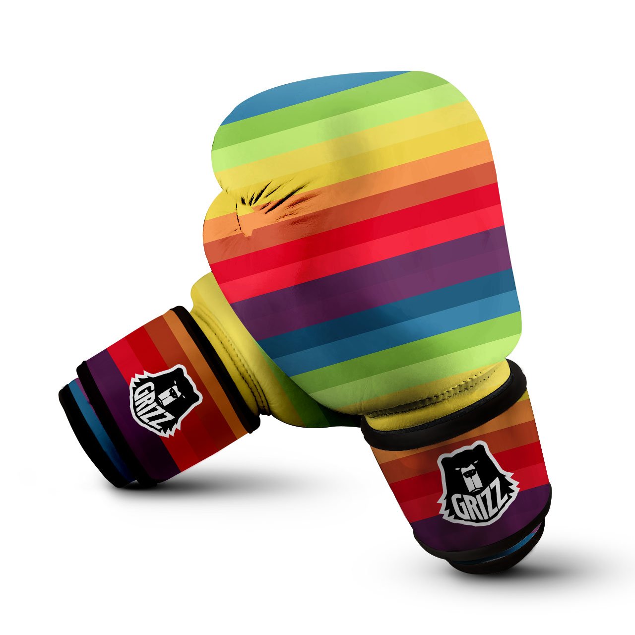 Stripe Rainbow Print Pattern Boxing Gloves-grizzshop