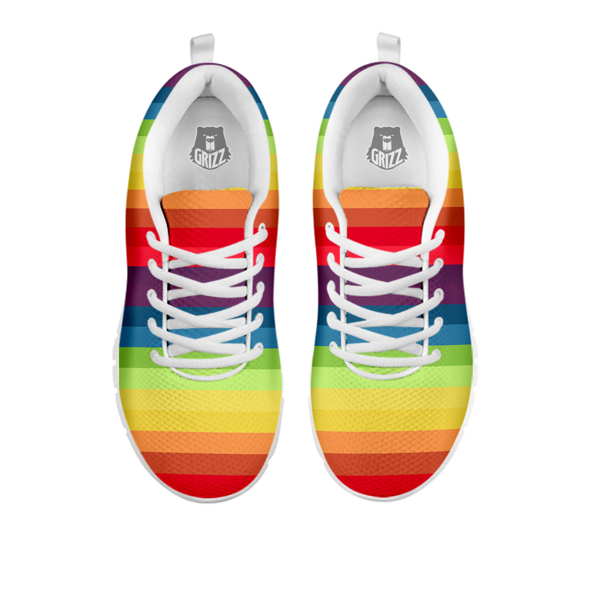 Stripe Rainbow Print Pattern White Sneaker-grizzshop