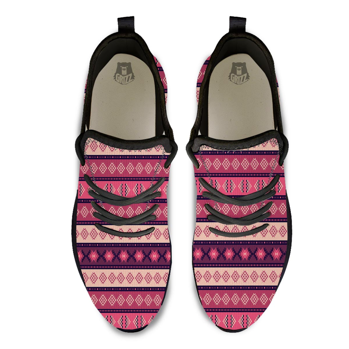 Stripe Southwestern Print Pattern Black Athletic Shoes-grizzshop