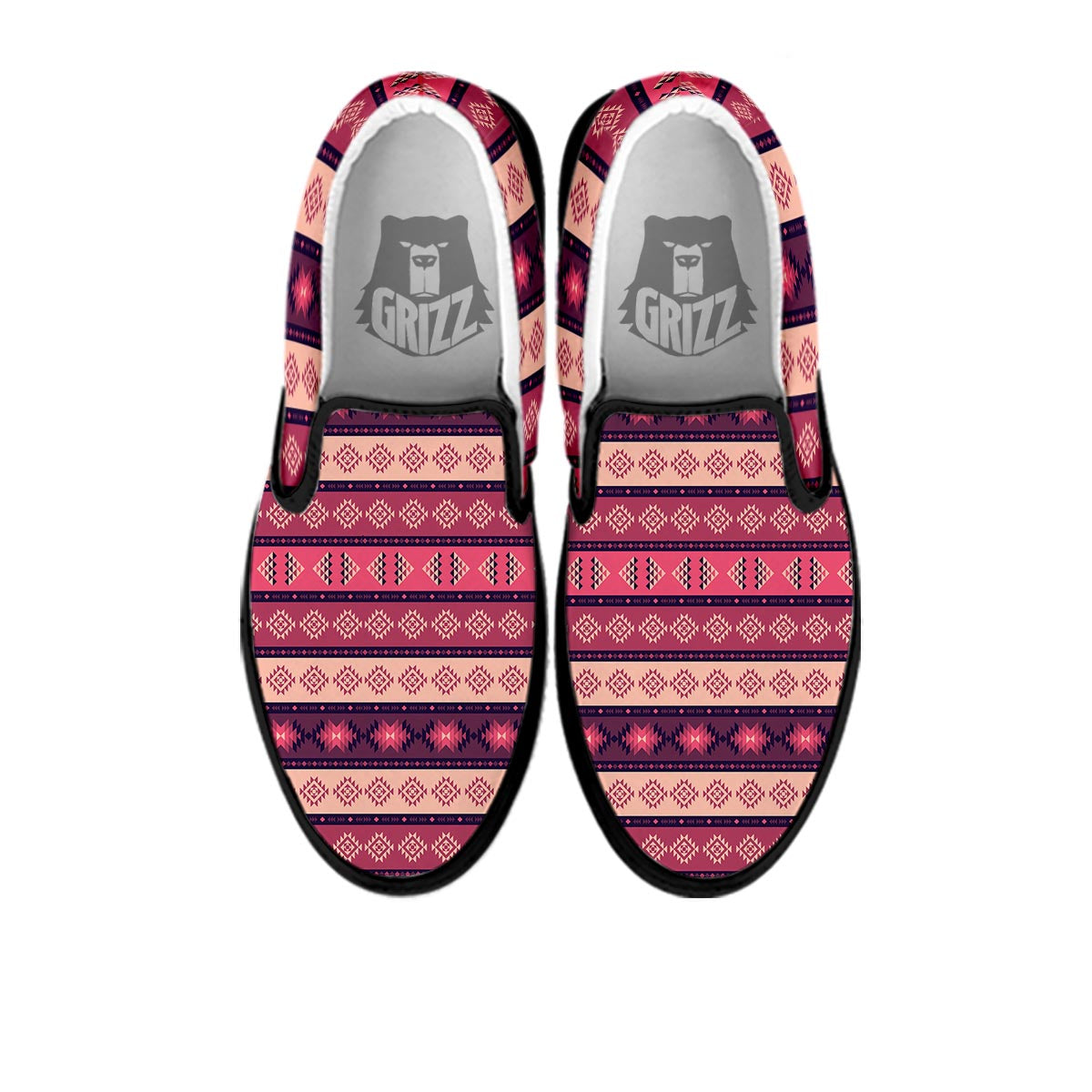 Stripe Southwestern Print Pattern Black Slip On Shoes-grizzshop