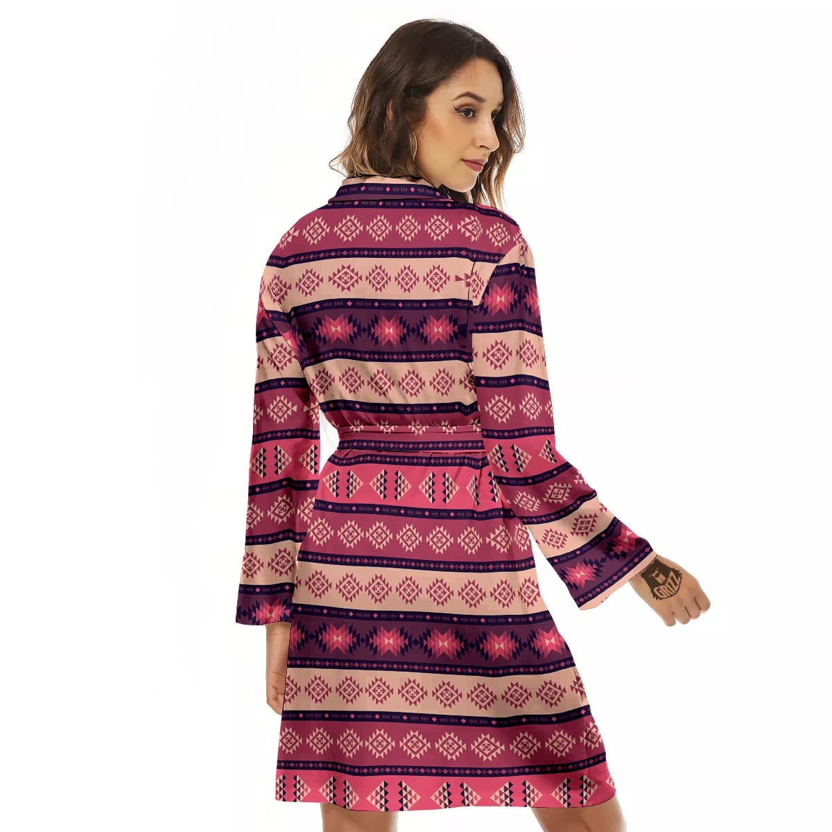 Stripe Southwestern Print Pattern Women's Robe-grizzshop