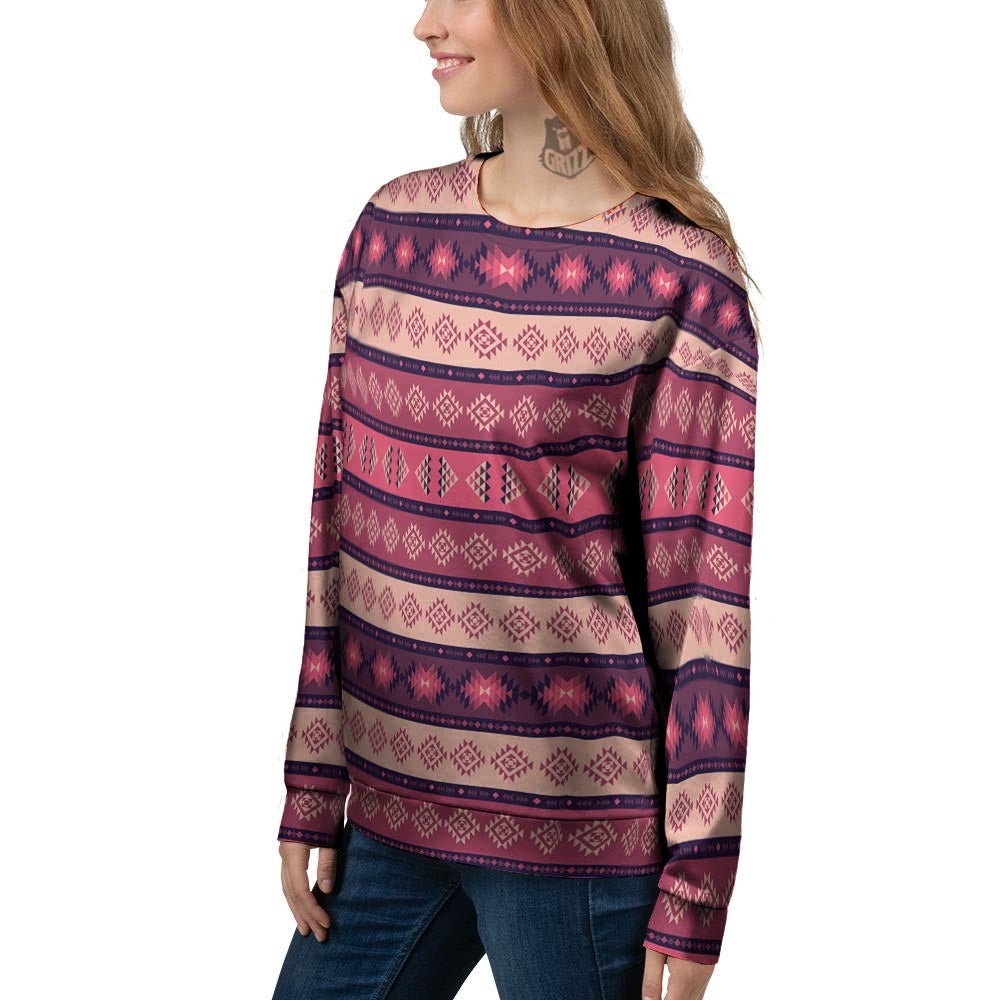 Stripe Southwestern Print Pattern Women's Sweatshirt-grizzshop