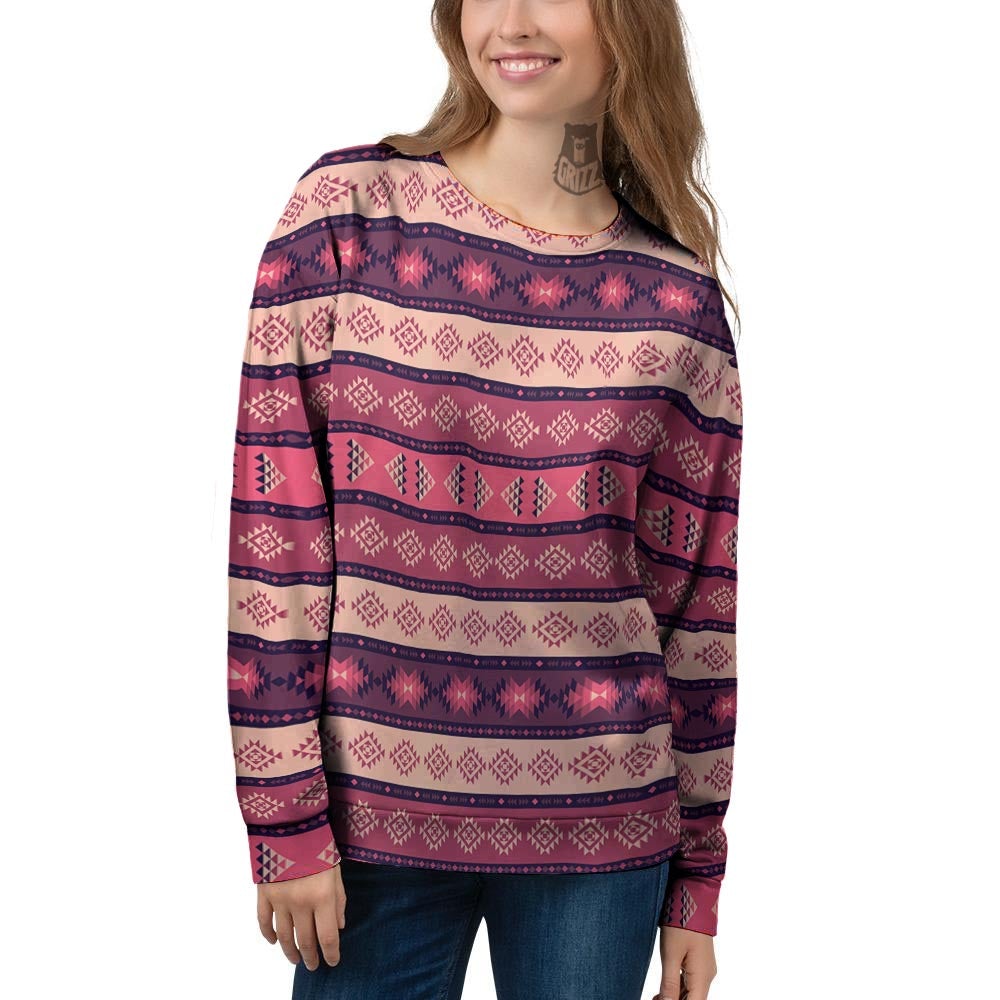 Stripe Southwestern Print Pattern Women's Sweatshirt-grizzshop