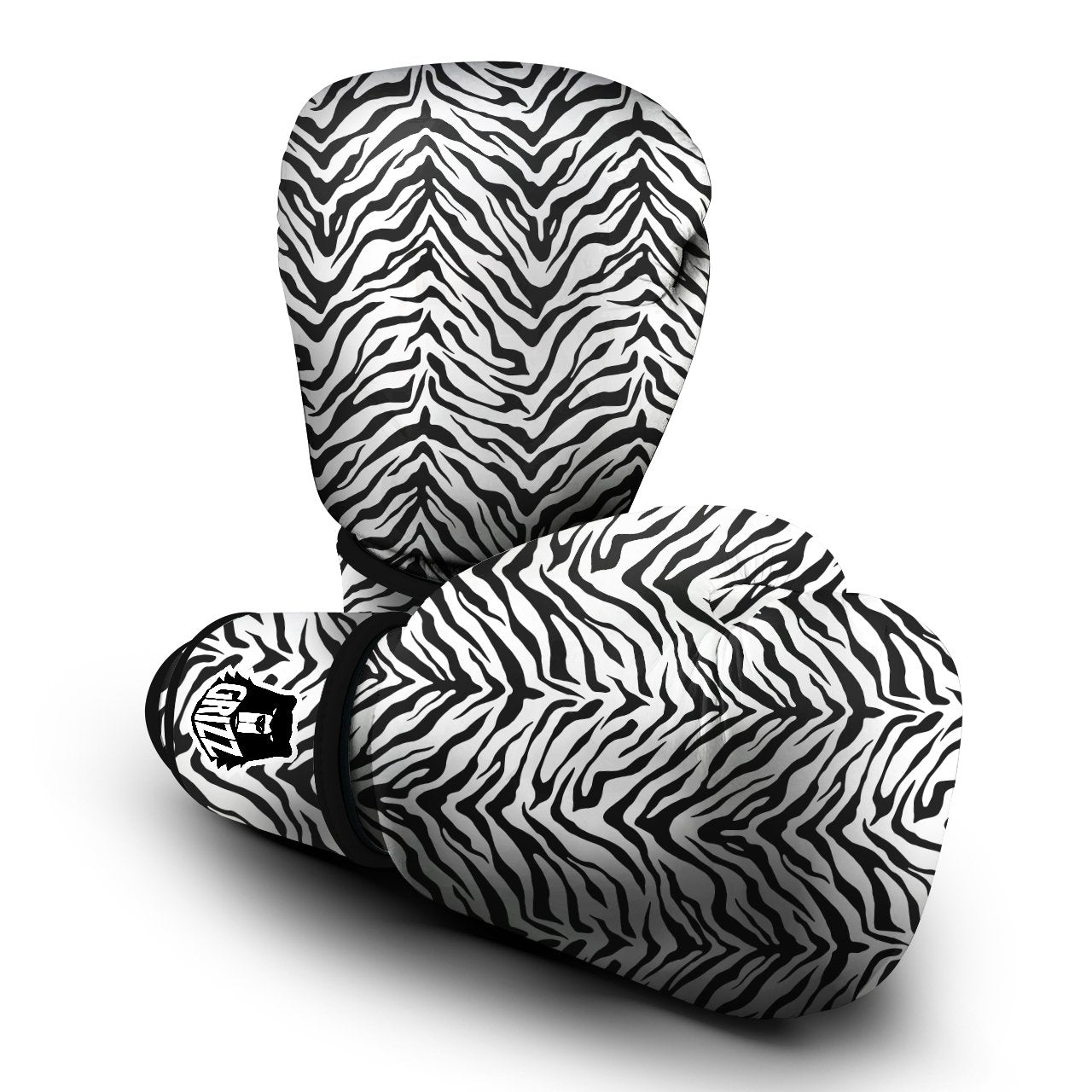 Stripe White Tiger Print Pattern Boxing Gloves-grizzshop