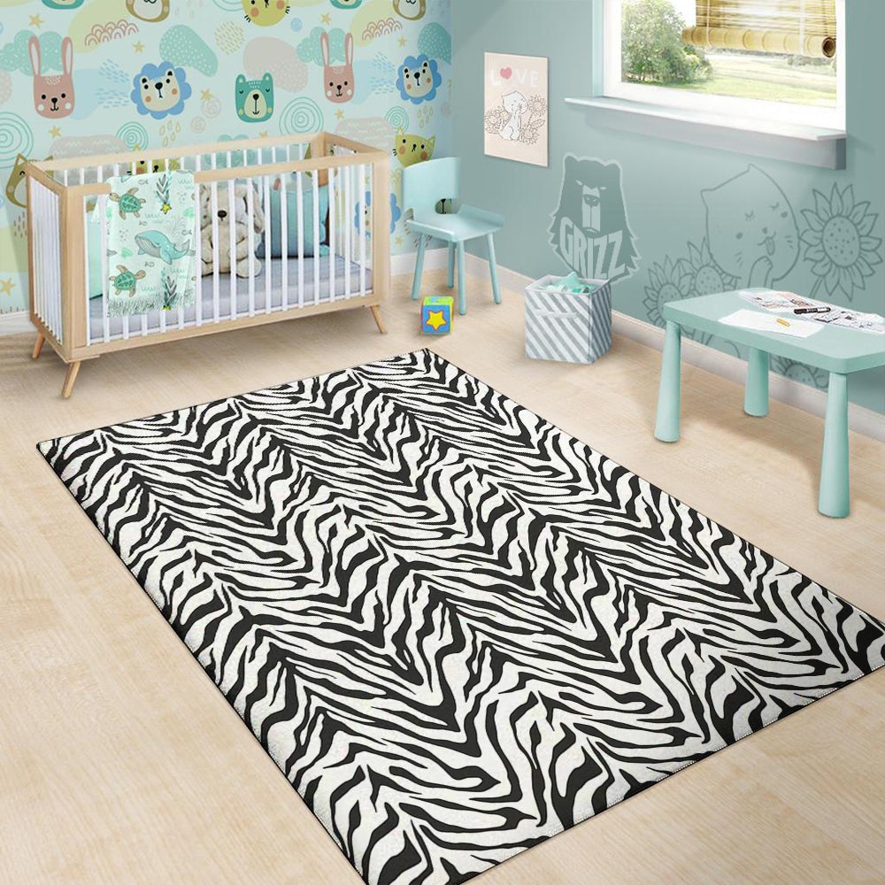 Stripe White Tiger Print Pattern Floor Mat-grizzshop
