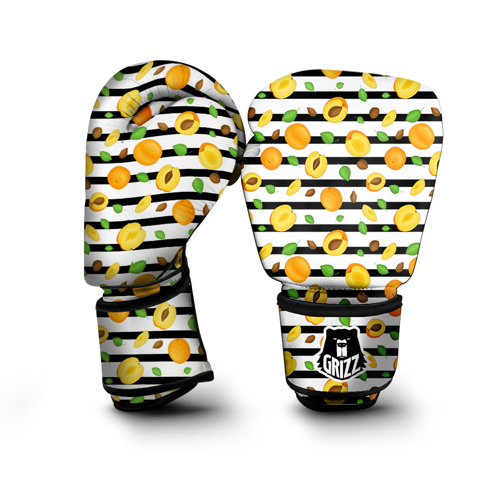 Striped Apricot Print Pattern Boxing Gloves-grizzshop