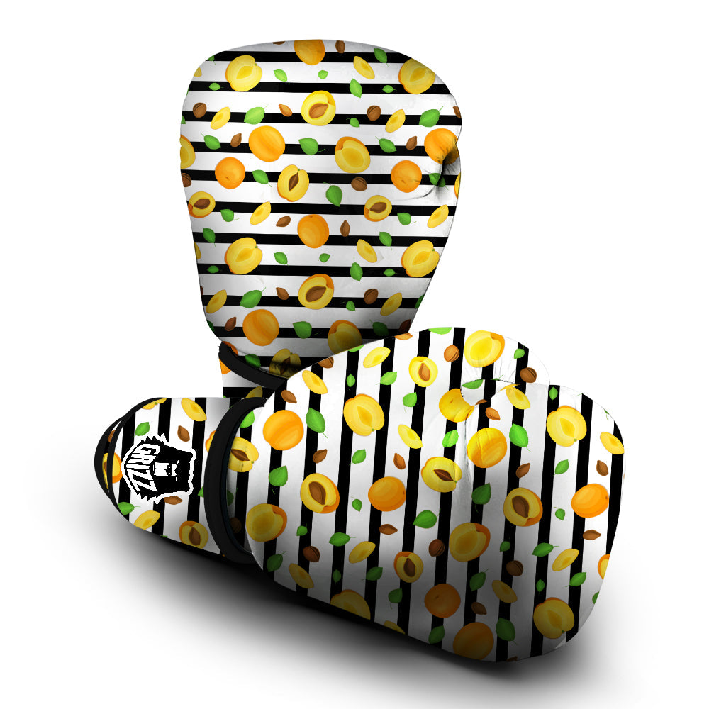 Striped Apricot Print Pattern Boxing Gloves-grizzshop