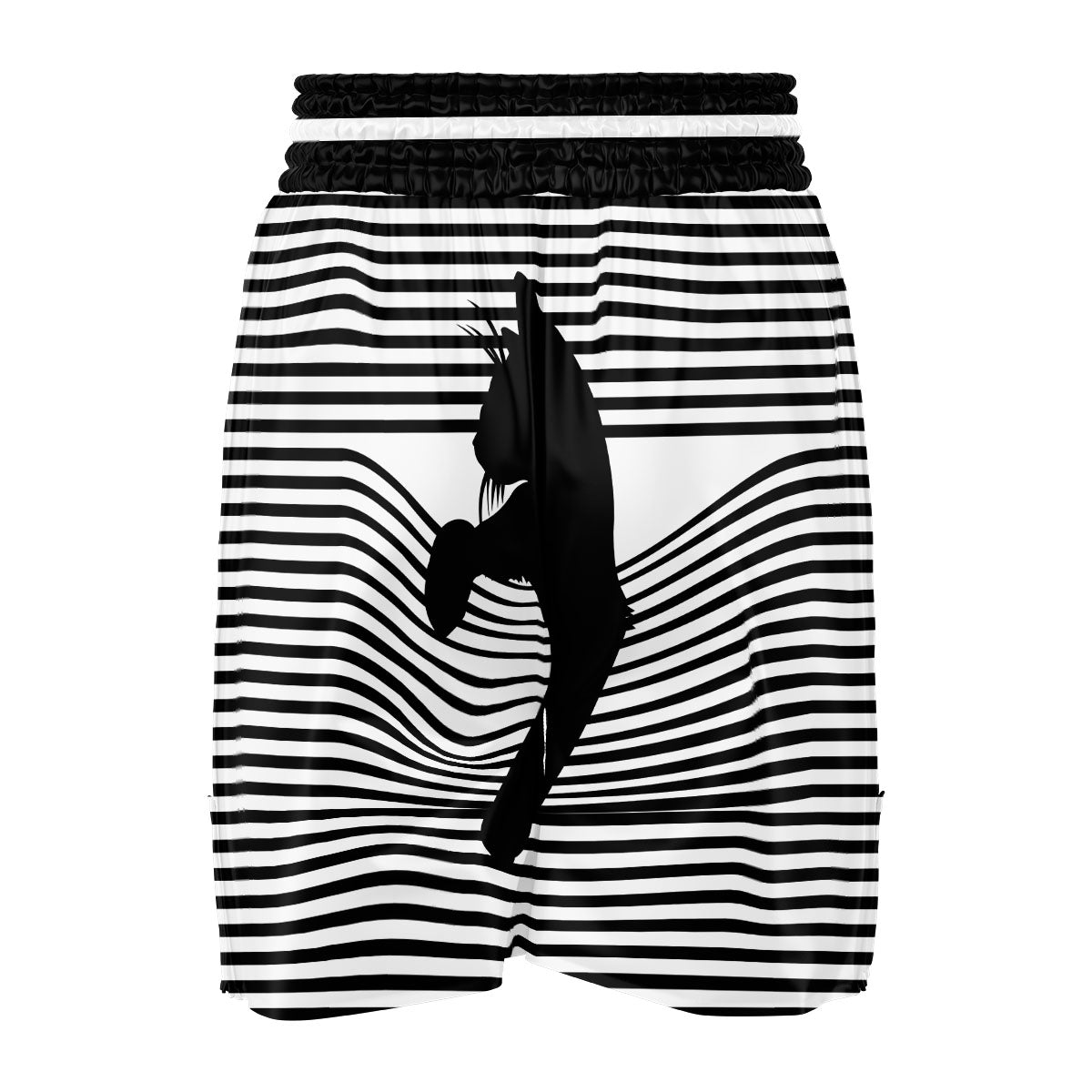 Striped Black Cat Print Boxing Shorts-grizzshop