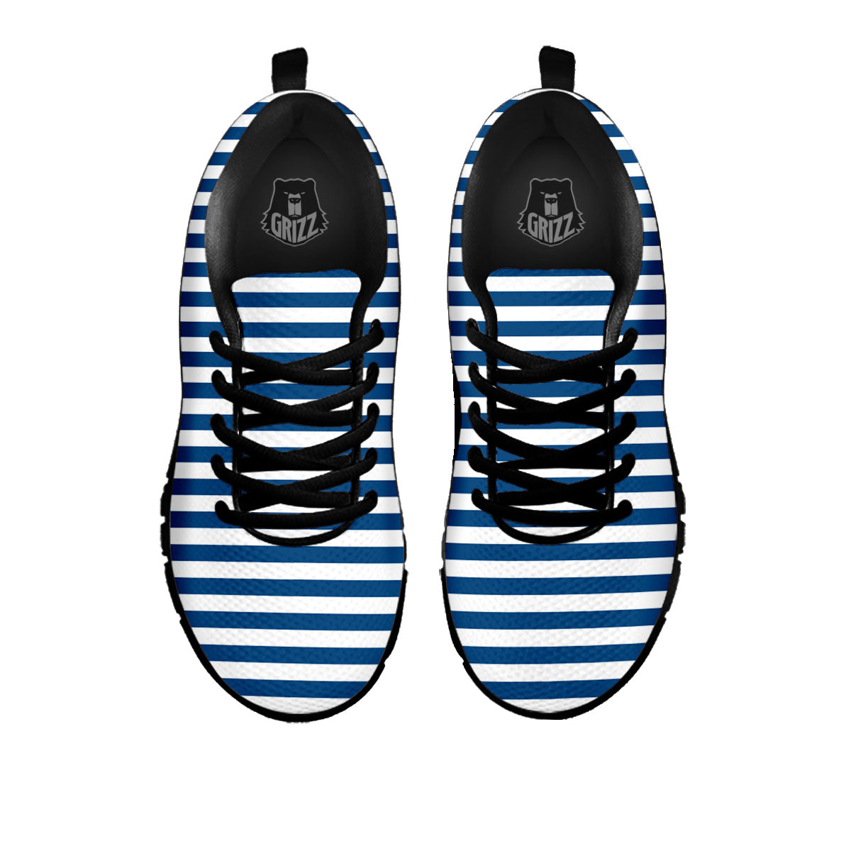 Striped Blue Print Pattern Black Sneaker-grizzshop