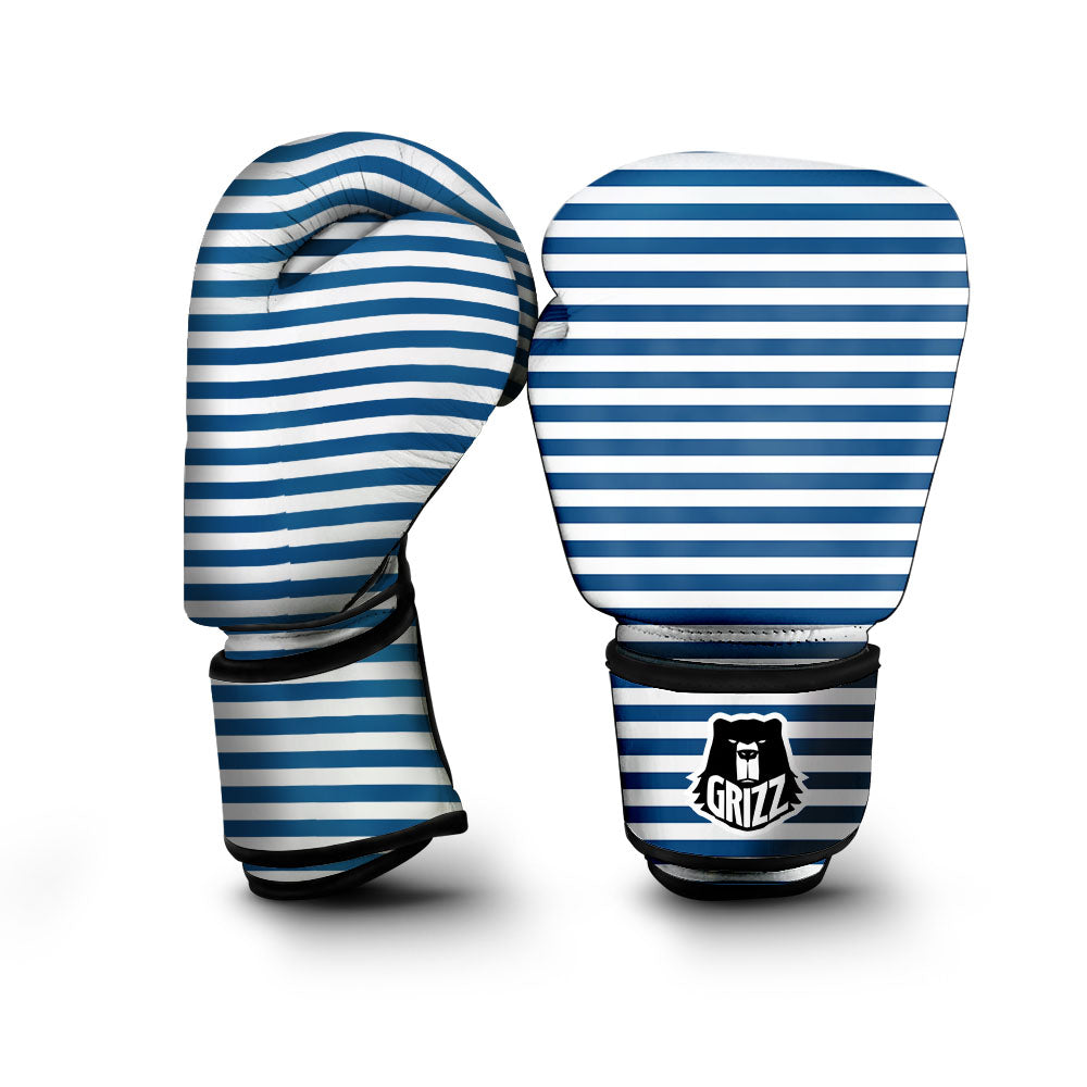 Striped Blue Print Pattern Boxing Gloves-grizzshop