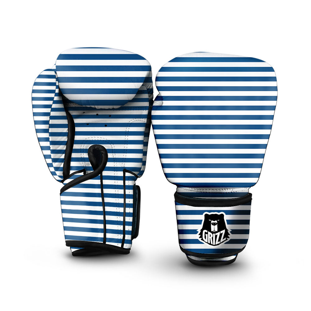 Striped Blue Print Pattern Boxing Gloves-grizzshop