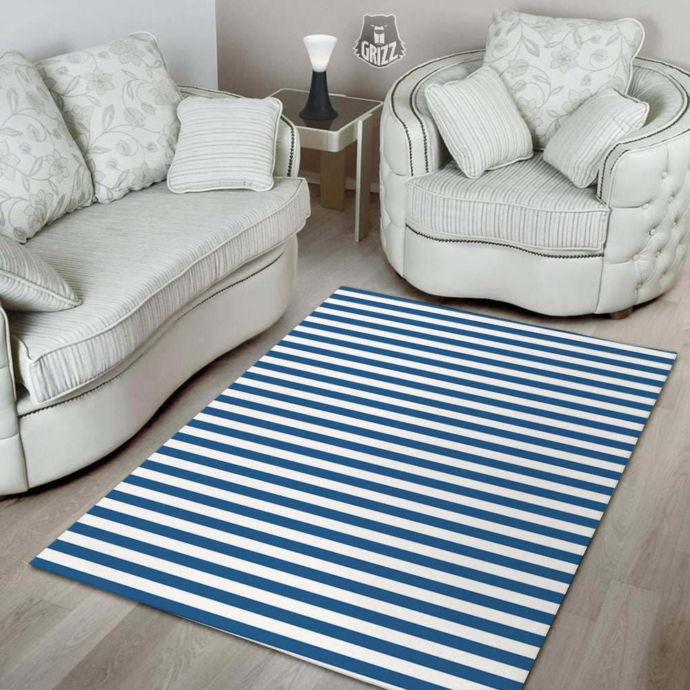 Striped Blue Print Pattern Floor Mat-grizzshop