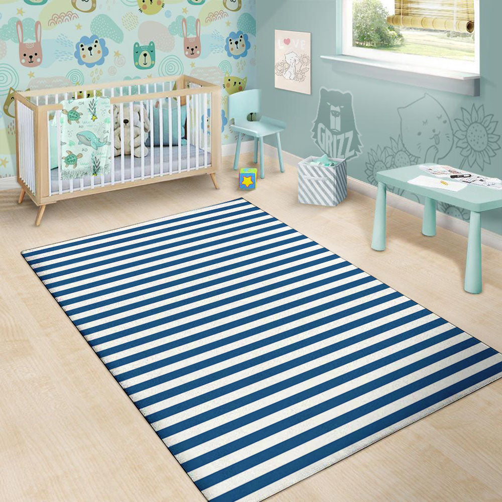 Striped Blue Print Pattern Floor Mat-grizzshop
