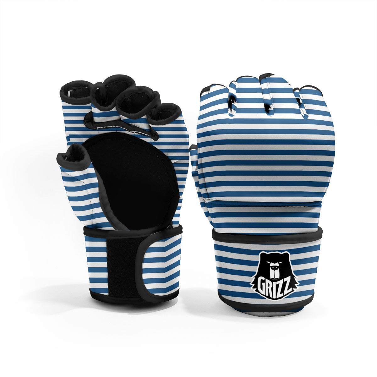 Striped Blue Print Pattern MMA Gloves-grizzshop