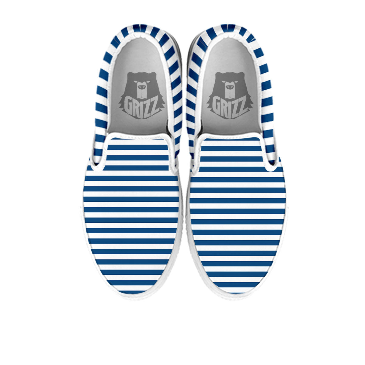 Striped Blue Print Pattern White Slip On Shoes-grizzshop