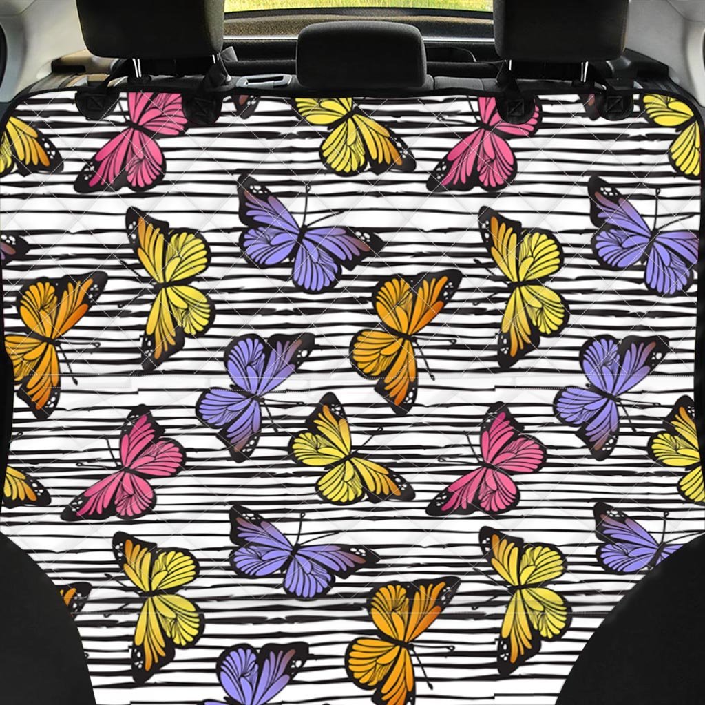 Striped Butterfly Print Pet Car Seat Cover-grizzshop