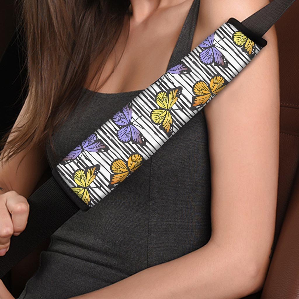 Striped Butterfly Print Seat Belt Cover-grizzshop
