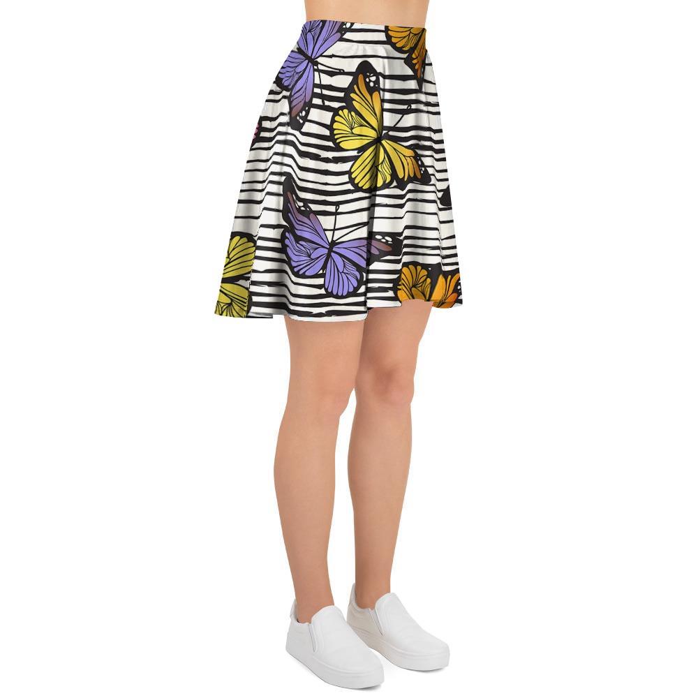 Striped Butterfly Print Women's Skirt-grizzshop