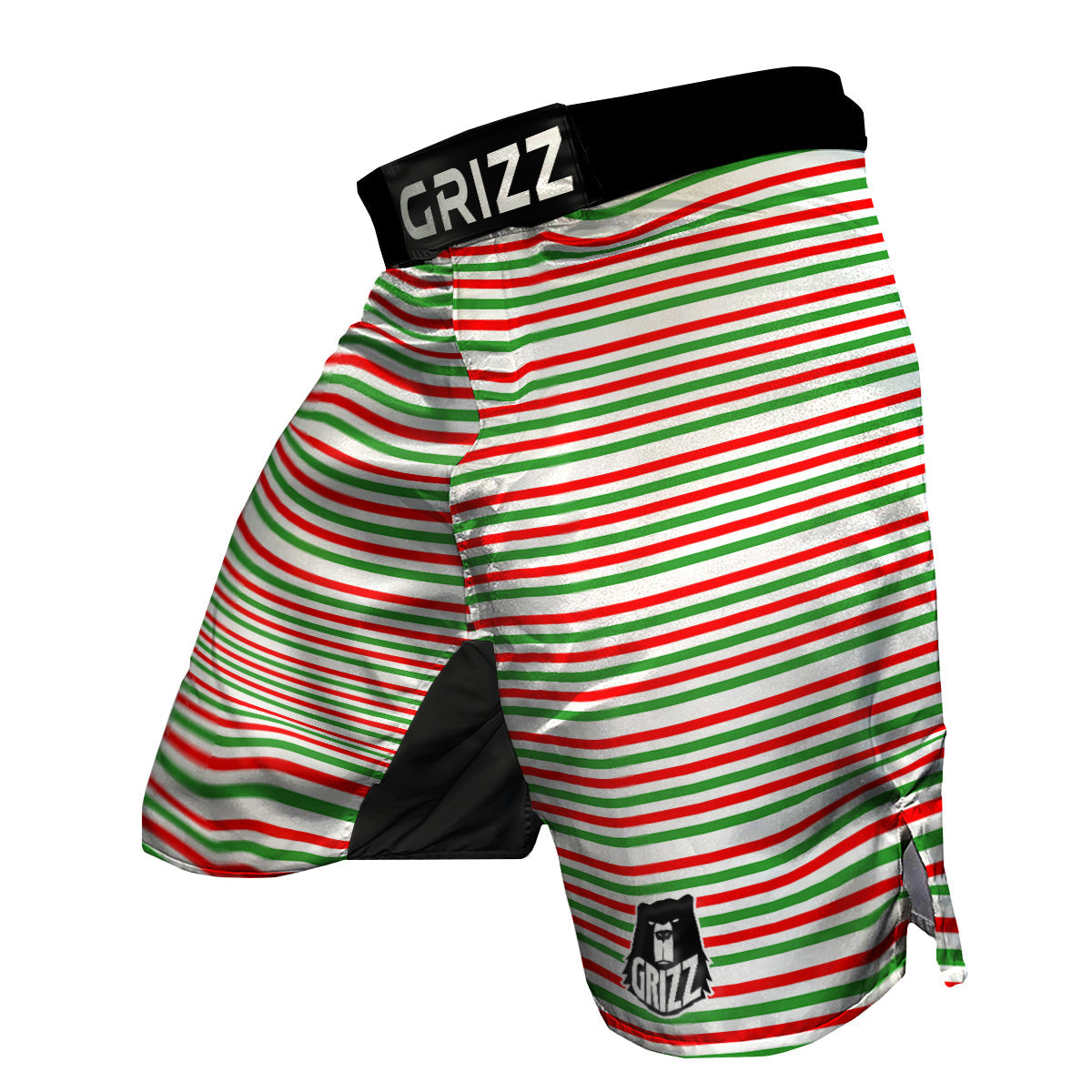 Striped Candy Cane Print Pattern MMA Shorts-grizzshop