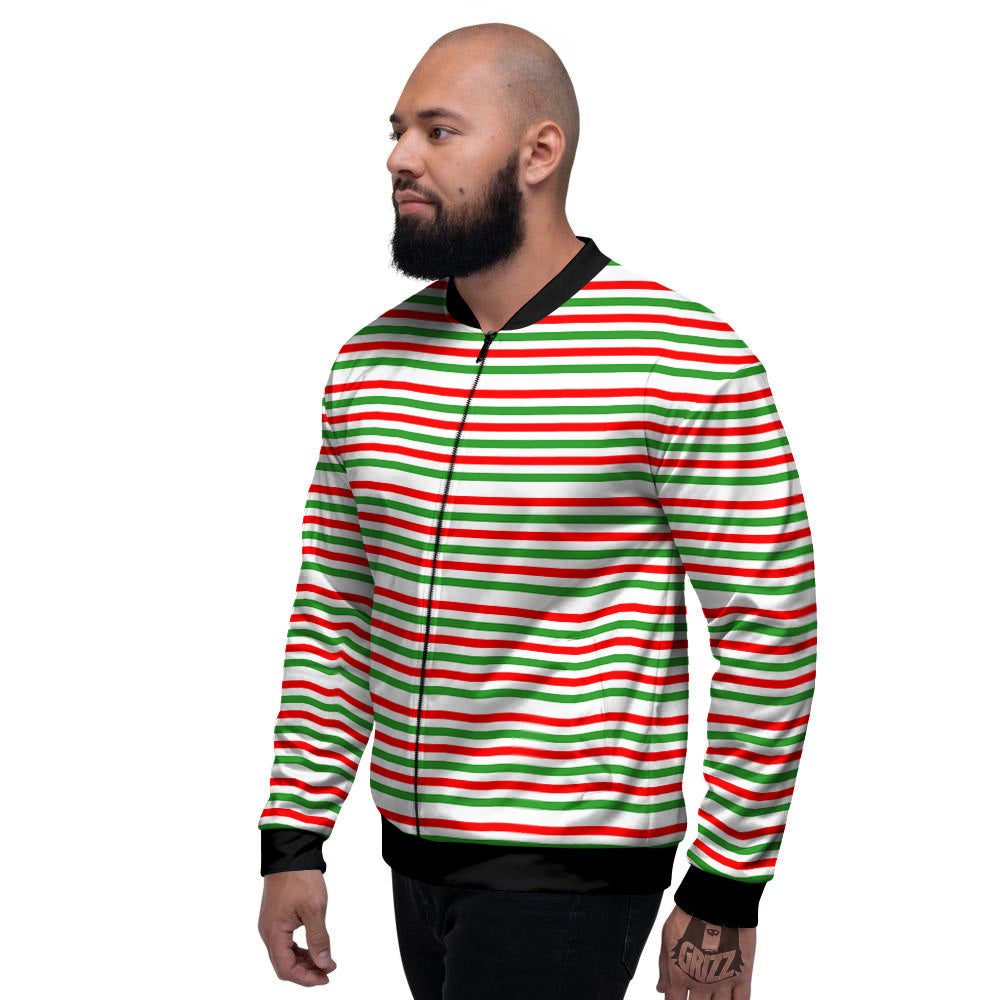 Striped Candy Cane Print Pattern Men's Bomber Jacket-grizzshop