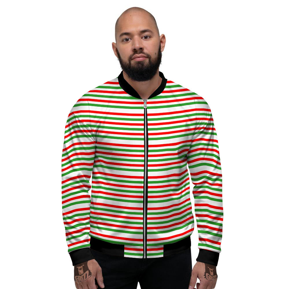 Striped Candy Cane Print Pattern Men's Bomber Jacket-grizzshop