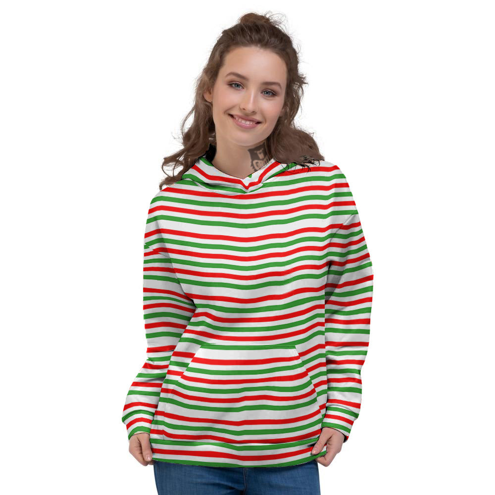 Striped Candy Cane Print Pattern Women's Hoodie-grizzshop
