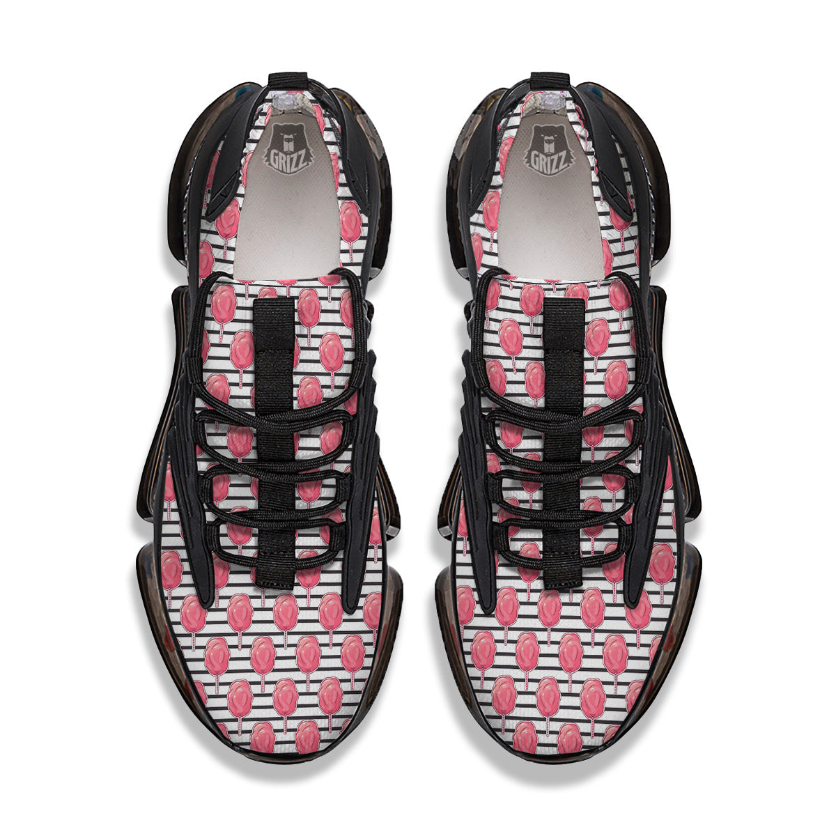 Striped Cotton Candy Print Pattern Black Gym Shoes-grizzshop