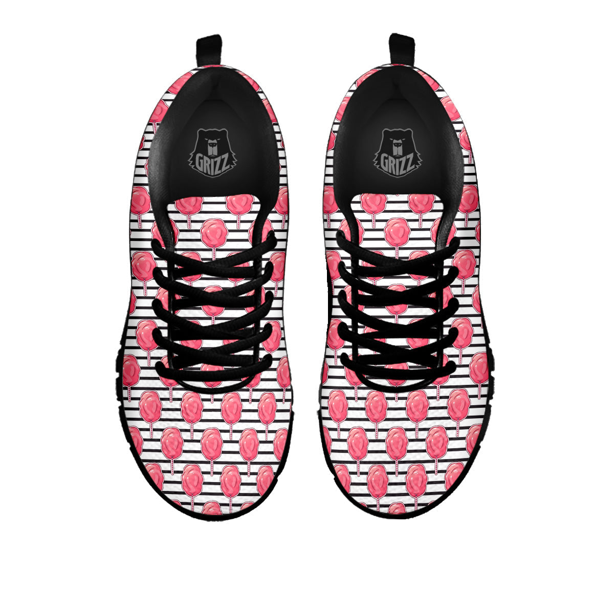 Striped Cotton Candy Print Pattern Black Sneaker-grizzshop