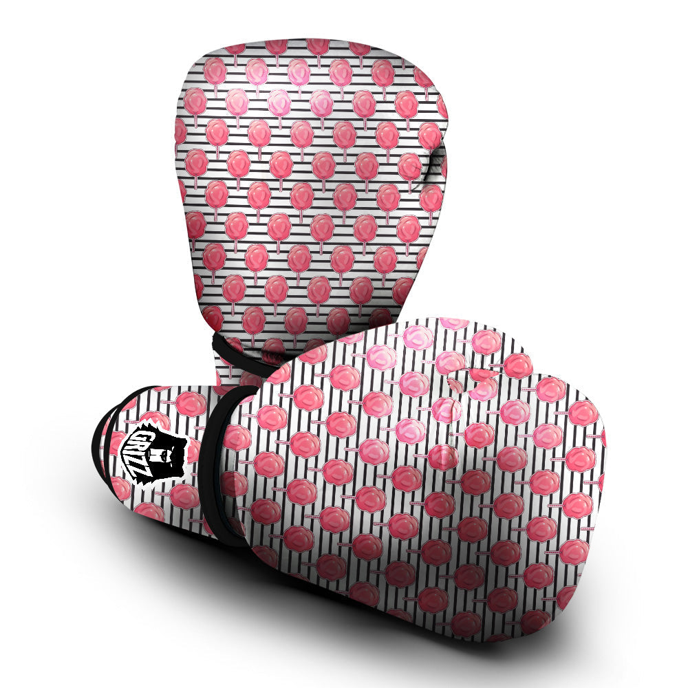 Striped Cotton Candy Print Pattern Boxing Gloves-grizzshop