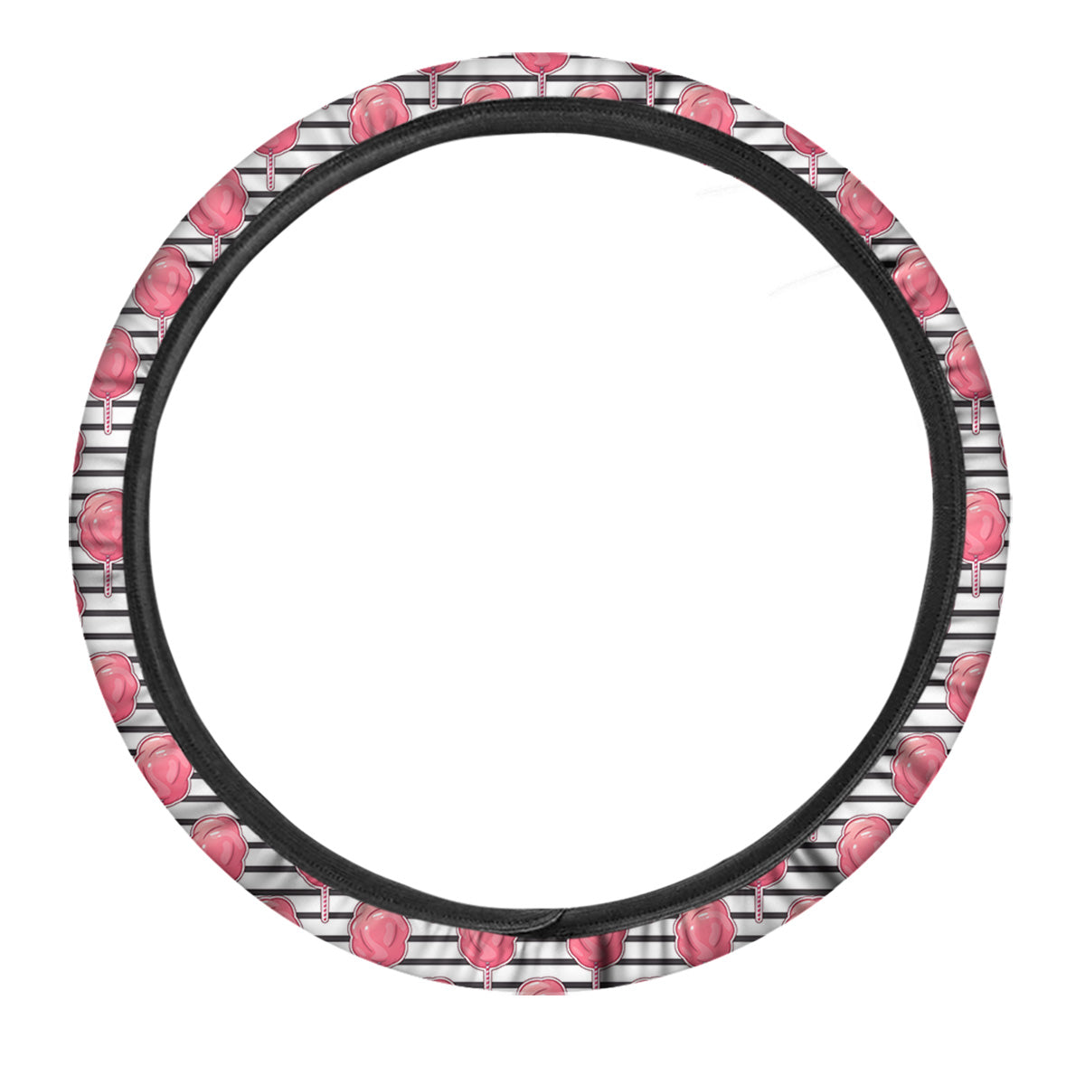 Striped Cotton Candy Print Pattern Car Steering Wheel Cover-grizzshop